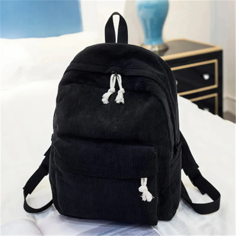 Personalized Corduroy Schoolbag Backpack Training Anti-theft Shoulder Bag For Teenager Knapsack Unisex Classic Campus Port - Pixie Quill