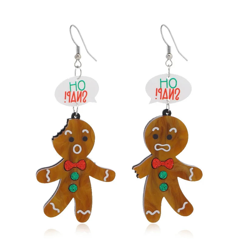 Gingerbread Man Acrylic Cute Dangle Earrings Christmas Gift 🎄