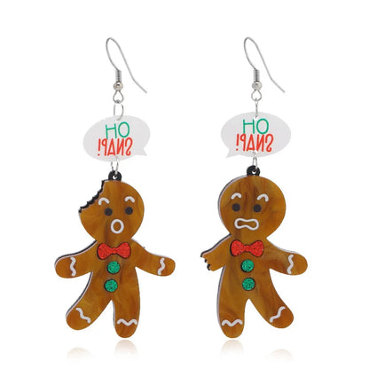 Gingerbread Man Acrylic Cute Dangle Earrings Christmas Gift 🎄
