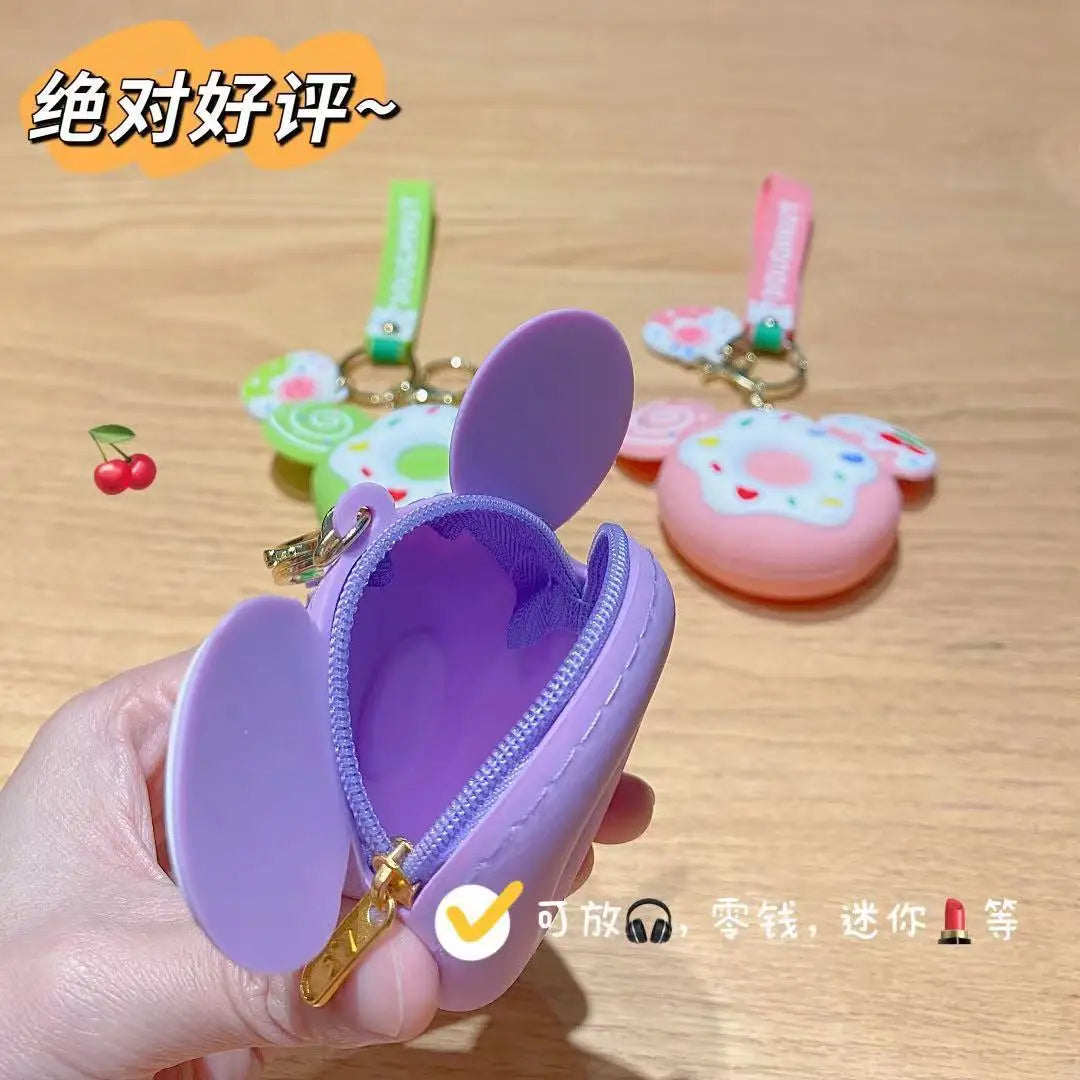 Kawaii Donut Rabbit Coin Purse 🎀✨ | Cute Silicone Keychain & Storage Bag for Girls 🐰🍩