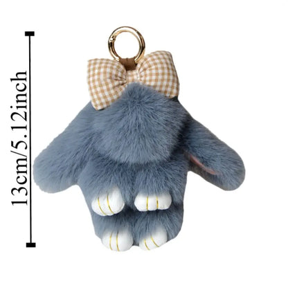Plush Bunny Keychain Cute Bowknot Fur Rabbit Toy Charm 🐰✨