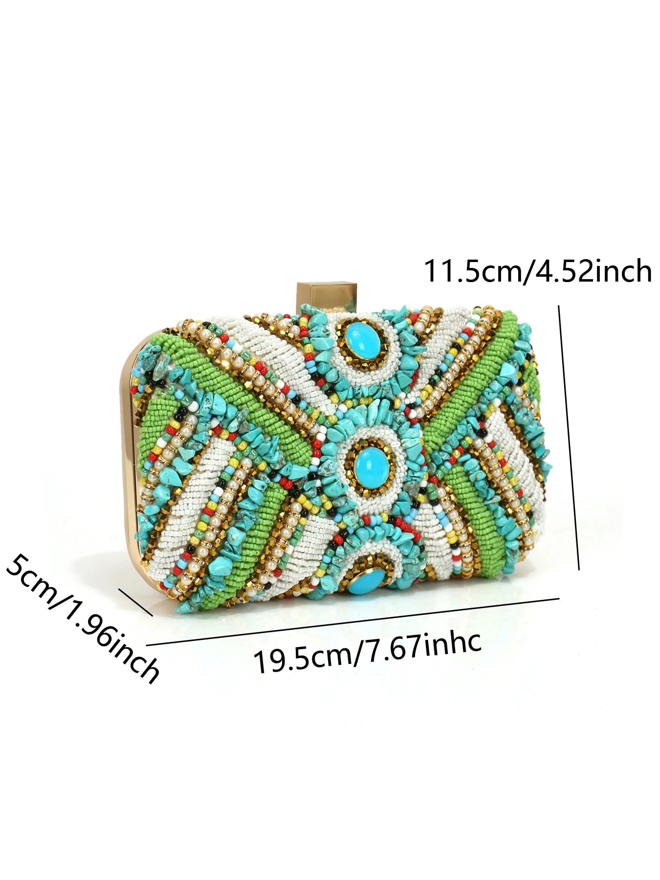 Emerald Green Beaded Embroidery Evening Clutch With Flap And Chain 🎀✨