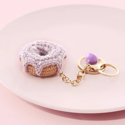 Crochet Donut Keychain Plush Bag Charm Cute Key Ring For Keys 🍩🧶