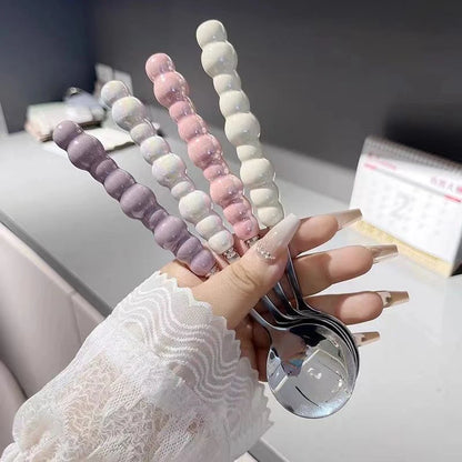 Kawaii Pearl Handle Spoon 🍦✨ | Adorable Stainless Steel Dessert Spoon for Ice Cream & Treats 🍰🌈