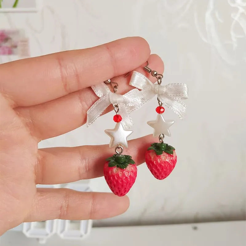 🍓 Charming Strawberry Drop Earrings 🌟✨ Handcrafted Whimsy for Trendsetters! 💖