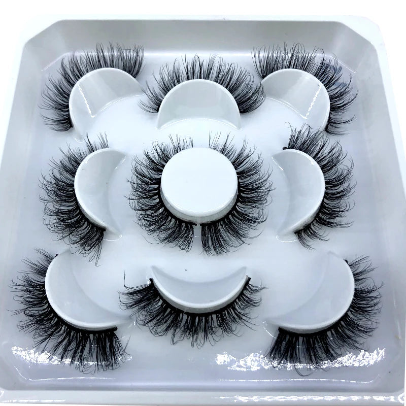 New 5 Pairs 8-25mm Natural 3D False Eyelashes Kit Mink Lashes Full Strip Look Whimsical Cute Glam 🌸✨