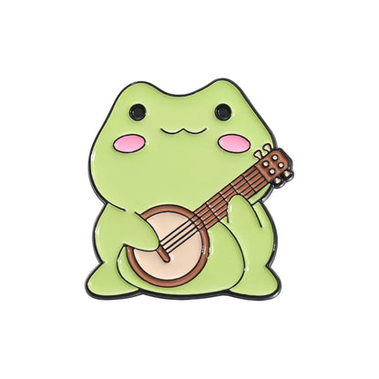 Kawaii Frog Musician Enamel Pins 🐸🎶 Adorable Cartoon Brooches for Lapel & Accessories! 💖✨