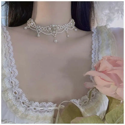 Kawaii Luxe Pearl Choker ✨💕 Multi-Layered Charm for Party Princesses 🎉🌸