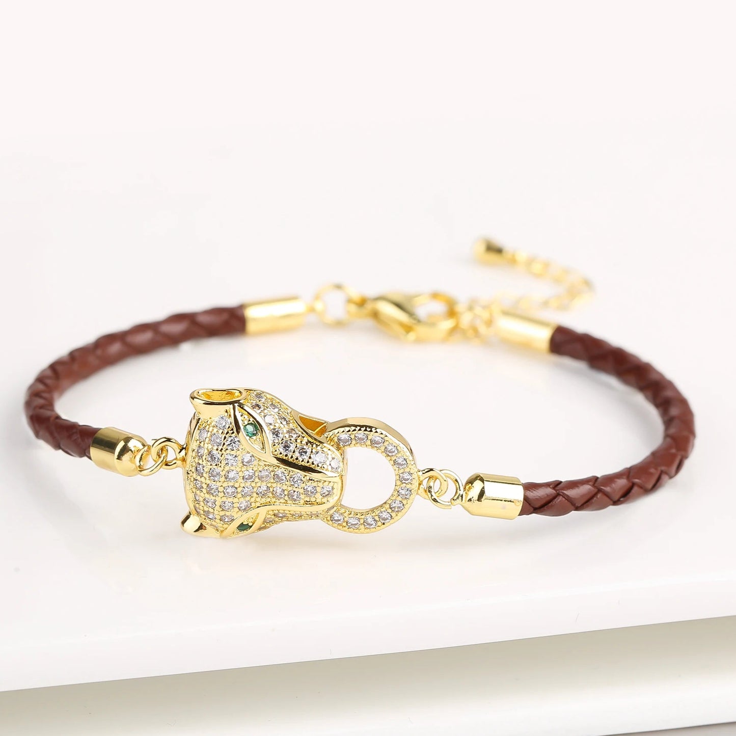 🐻✨ Adorable Bear Zirconia Charm Bracelet - 6 Color Adjustable Leather Rope for Everyone! 🎉🎈
