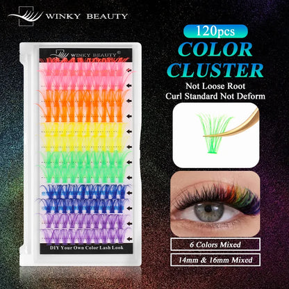 ✨ Kawaii D Curl 14/16mm Glittery Wispy Spike Lashes 🌈 Individual DIY Cluster Magic! 🎀