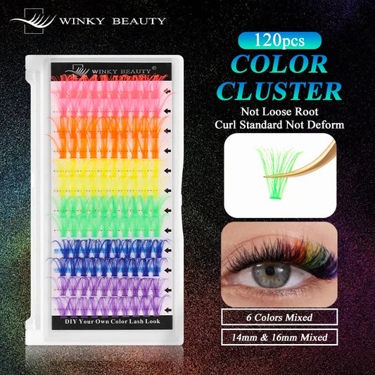 ✨ Kawaii D Curl 14/16mm Glittery Wispy Spike Lashes 🌈 Individual DIY Cluster Magic! 🎀
