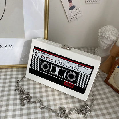 Kawaii Retro Tape Radio Shoulder Bag 🎶✨ | Adorable Square Crossbody for Trendy Vibes 💖