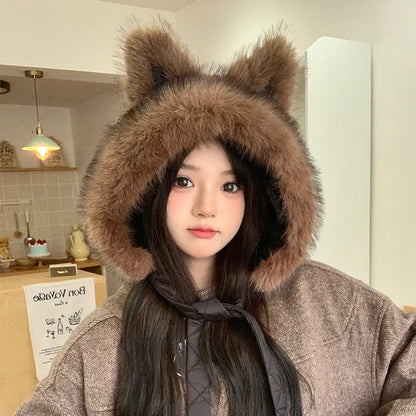 Cozy Winter Beanie For Women Spicy Girl Style Cat Balaclava Hat ❄️🐱 Warmth