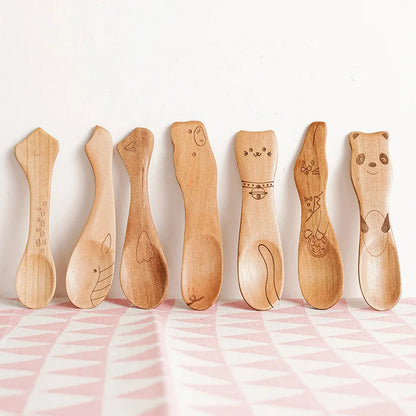 🌟 Adorable Wooden Spoons for Little Chefs 🍯☕️✨ Fun Cutlery for Kids' Kitchen Adventures! 🥄🍰 - Pixie Quill