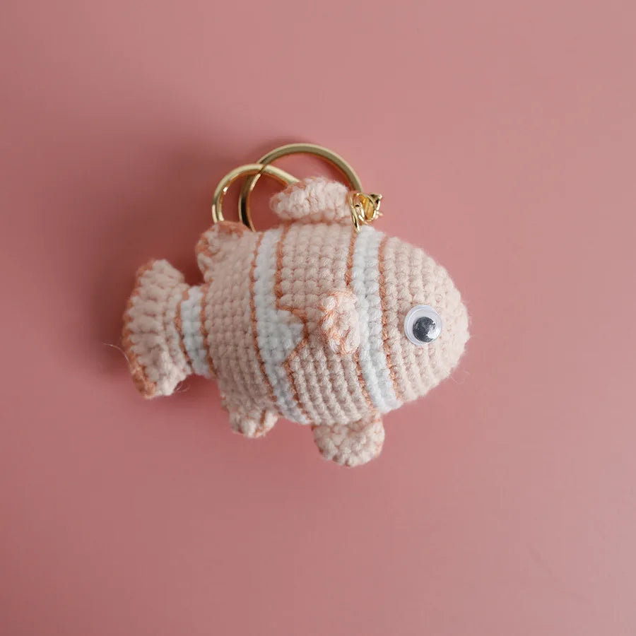 Cute Clown Fish Crochet Keychains For Bags, Handmade Goldfish Charm 🧶🐠