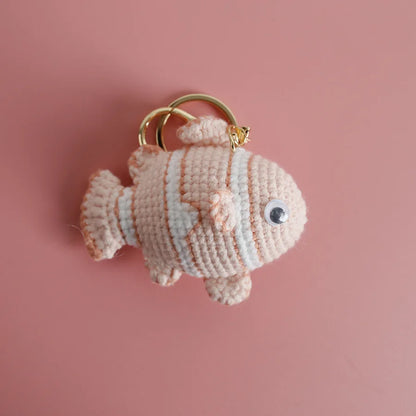 Cute Clown Fish Crochet Keychains For Bags, Handmade Goldfish Charm 🧶🐠