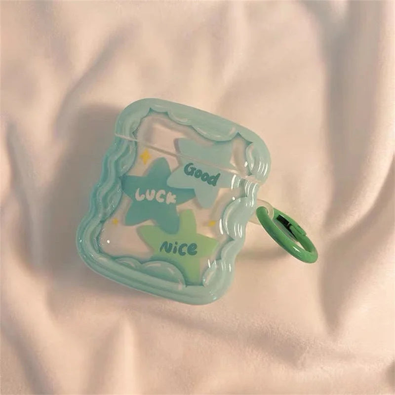 ✨ Cute Cartoon Star & Moon AirPods Pro 2nd Case 🌙💖 Adorable Soft TPU Cover with Keyring for All Models 🎧✨ - Pixie Quill