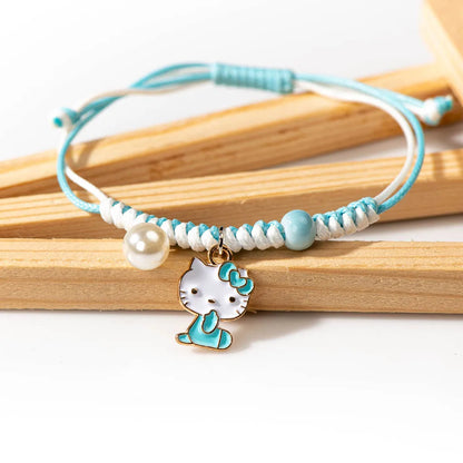 Cute Metal Drip Glaze Pendant Hand-Wowen Gift Bracelets Bangles For Women Girl Children Wholesale #MZ101