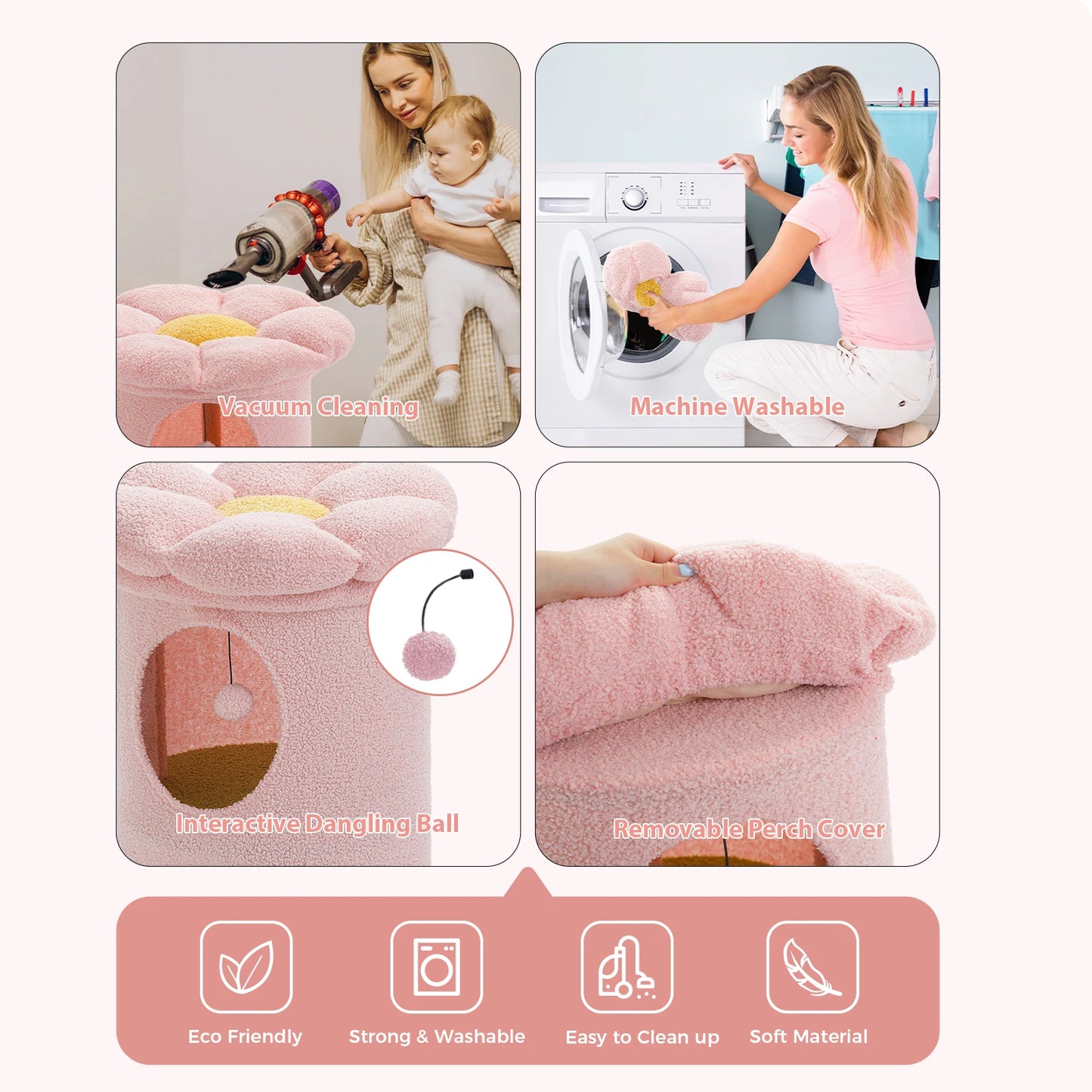 2-Storey Cat Beds For Indoor Cats With Removable Flower Bed Cute Cat Cave And Hideaway Condo 🐾😺🌸