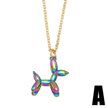 Kawaii Gold-Plated Rainbow Puppy Necklace 🐶✨ | Cute Animal Jewelry Gift for Women 🌈💖