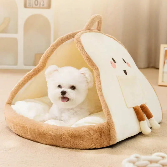 🌟 Cozy Cat Bread Nest 🐾 Adorable Winter Pet Tent for Deep Sleep 💤 Perfect for Small & Medium Furry Friends! 🐶🐱