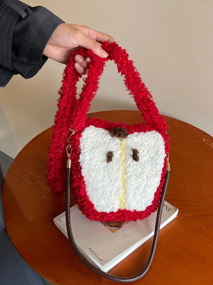 Kawaii Knitted Apple Shoulder Bag 🍏✨ - Trendy Tote & Crossbody for Stylish Women!💖👜