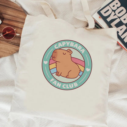 Kawaii Capybara Canvas Shopping Bag 🛍️✨ - Eco-Friendly Tote for Adorable Adventures! 🌿😊