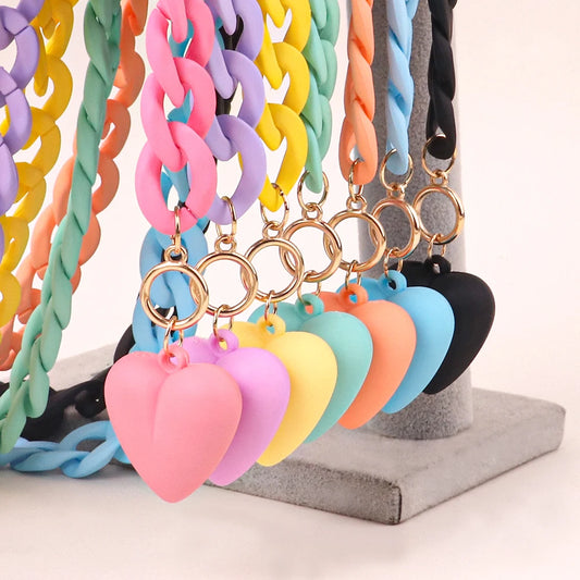 💖 Colorful Love Heart Choker Necklace 🌈 - Trendy Acrylic Pendant for Party Fun! 🎉