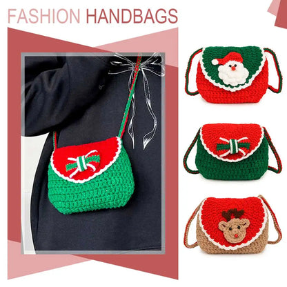 Pastel Christmas Crochet Shoulder Bag For Women Flap Purse Knit Clutch 🧶✨