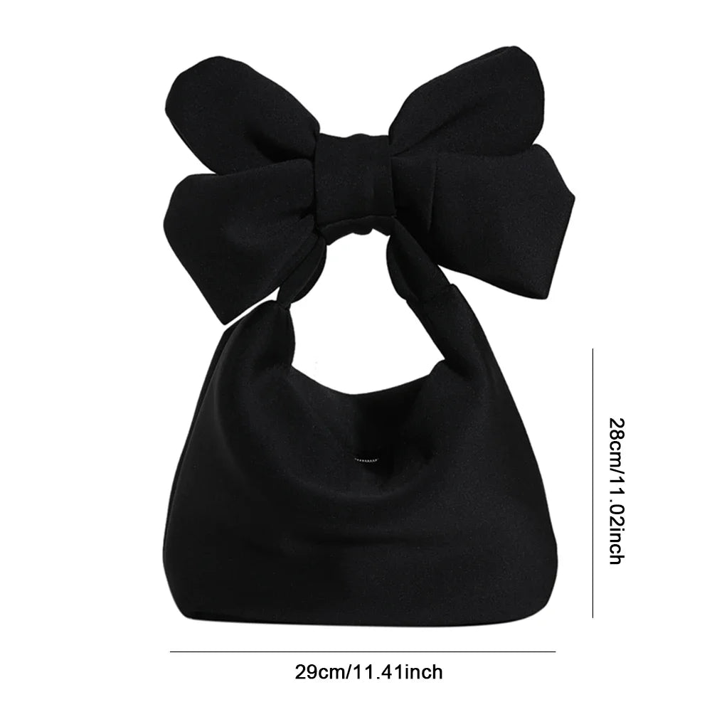 Charming Kawaii Bow-Knot Canvas Shoulder Bag👜✨ Stylish Black Shopper Bag for Trendy Ladies!