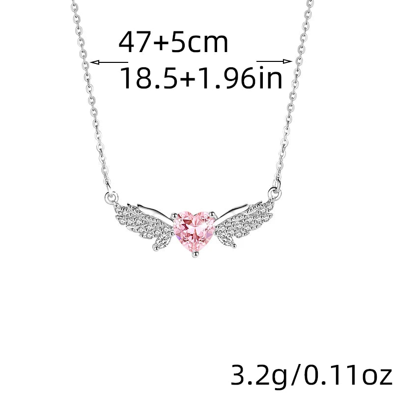 💖 Sweet Heart Wing Y2K Silver Necklace ✨ - Kawaii Fashion Jewelry for Parties & Daily Wear 🎉