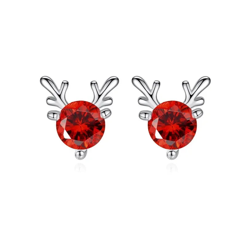 Deer Stud Earrings Cute Antler Charm CZ Crystal Gift For Girls Women 🎀🦌✨