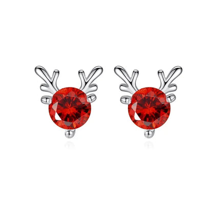 Deer Stud Earrings Cute Antler Charm CZ Crystal Gift For Girls Women 🎀🦌✨