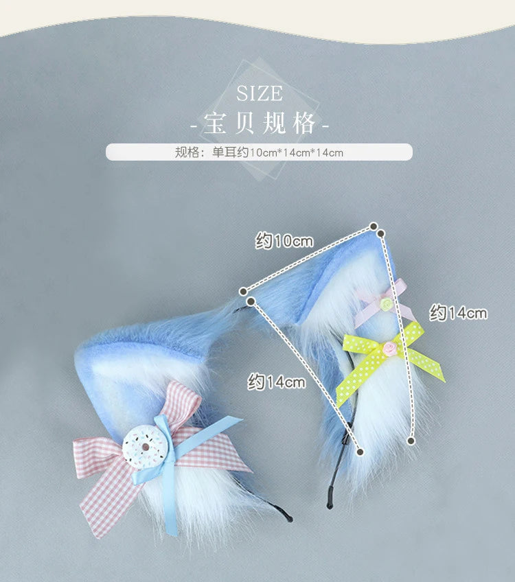 Kawaii Cat Ear Headband 🎀✨ - Cute Lolita Donut Candy Anime Accessory for Women 🐾💕