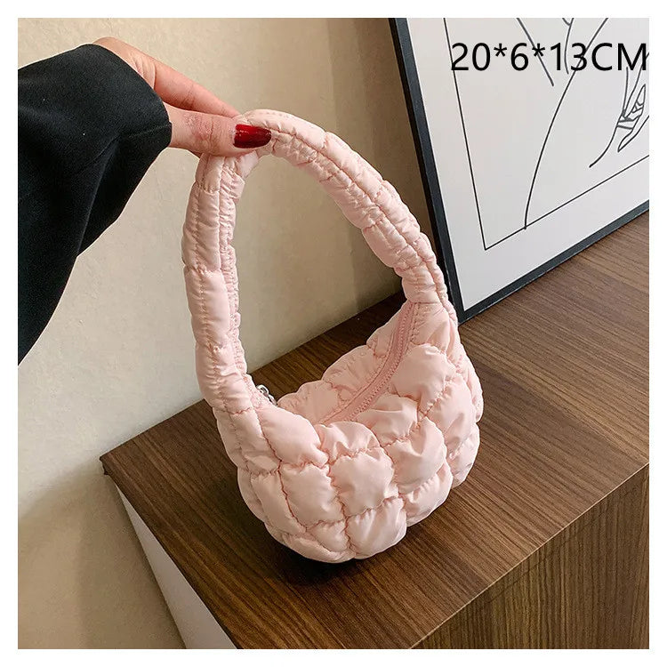 Kawaii Pleated Cloud Mini Handbag 🌈✨ | Adorable Soft Nylon Tote Bag for Trendy Women 💖🌟