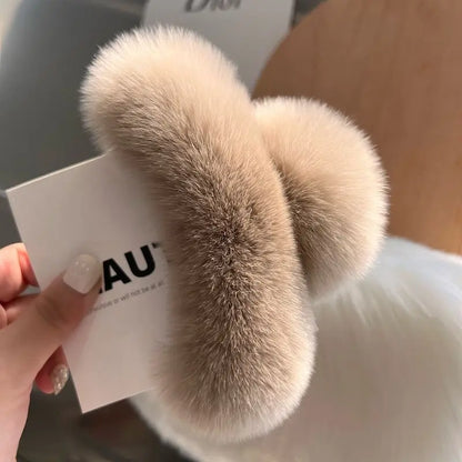 Kawaii Plush Rex Rabbit Fur Hair Claw 🐰✨ - Adorable Elegant Hair Accessory for Women!