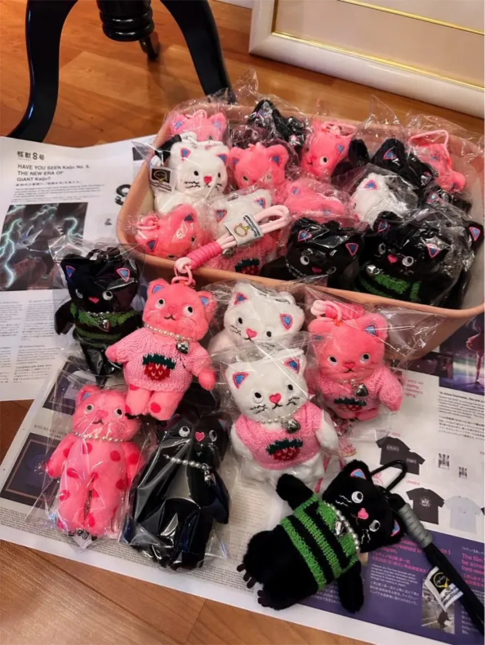 Pink Cat Plush Keychain Charm For Bags And Keys 15cm 🐱🎀