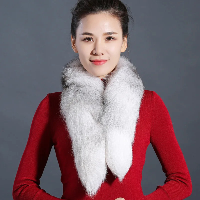 Genuine Natural Fox Fur Scarf With Drawstring 90 Cm Cozy Warm Winter Neck Warmer For Women Men 🦊❄️