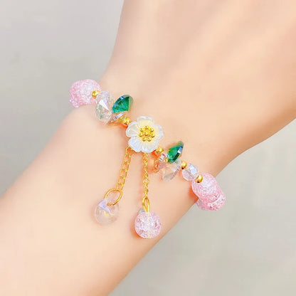Kawaii Shell Flower Crystal Charm Bracelet 🌸✨