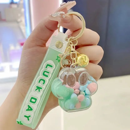 Adorable Cartoon Cat Claw Keychain 🌟✨ Floating Liquid Sand & Couples Pendant for Fun Car & Bag Decor! 🐾❤️ - Pixie Quill