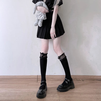 Chic Split Toe Socks With Strappy Lace Fishnet Stockings JK Lolita Knee High 😺🧦✨