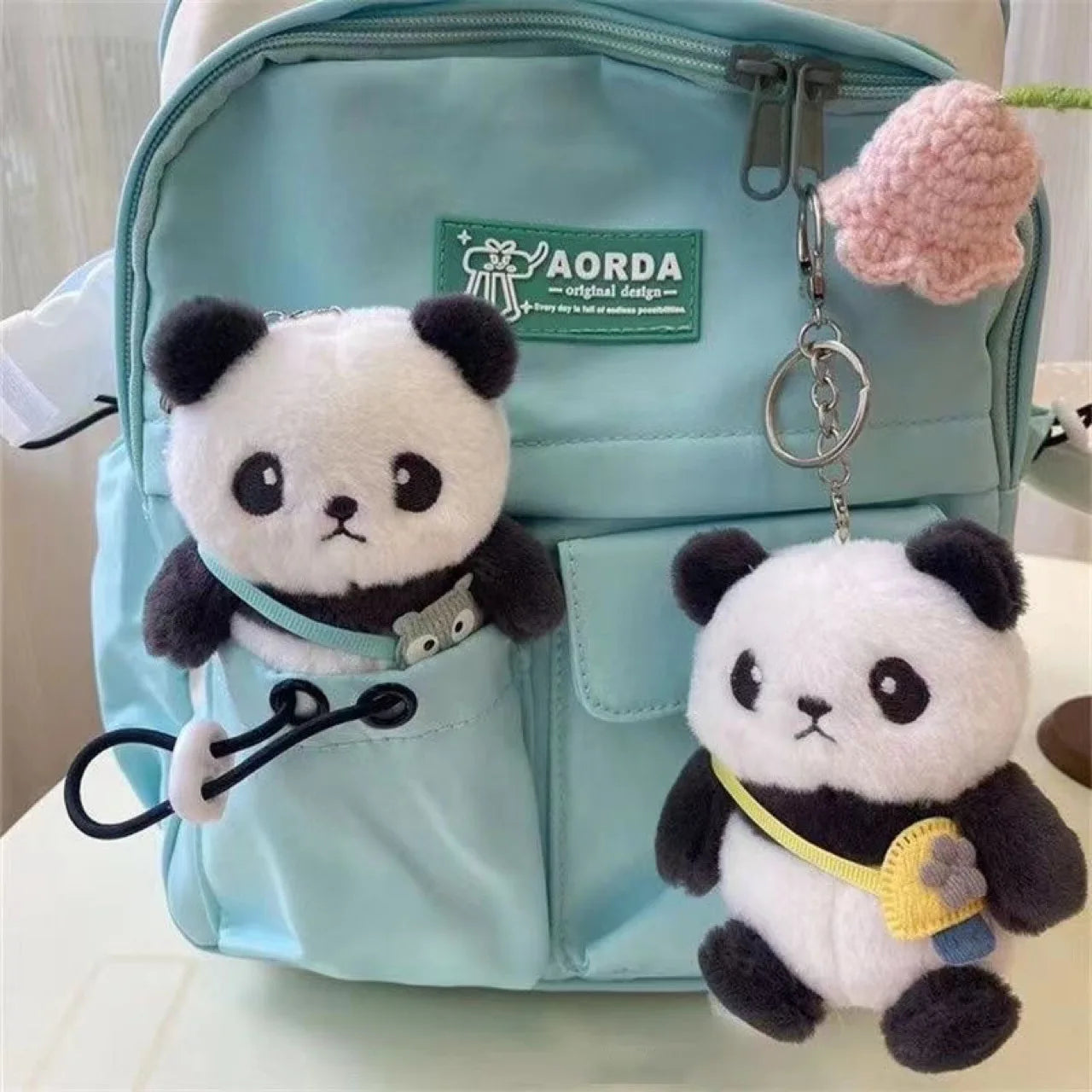 Kawaii Panda Plush Keychain 🐼✨ | Cute Taiyaki Doll Bag Pendant | Adorable Couples Keyring 🥳❤️