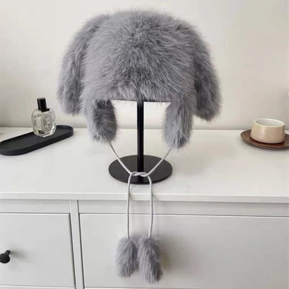 Kawaii Rabbit Ears Plush Winter Hat 🐰❄️ | Adorable Fisherman Style with Cozy Warmth!