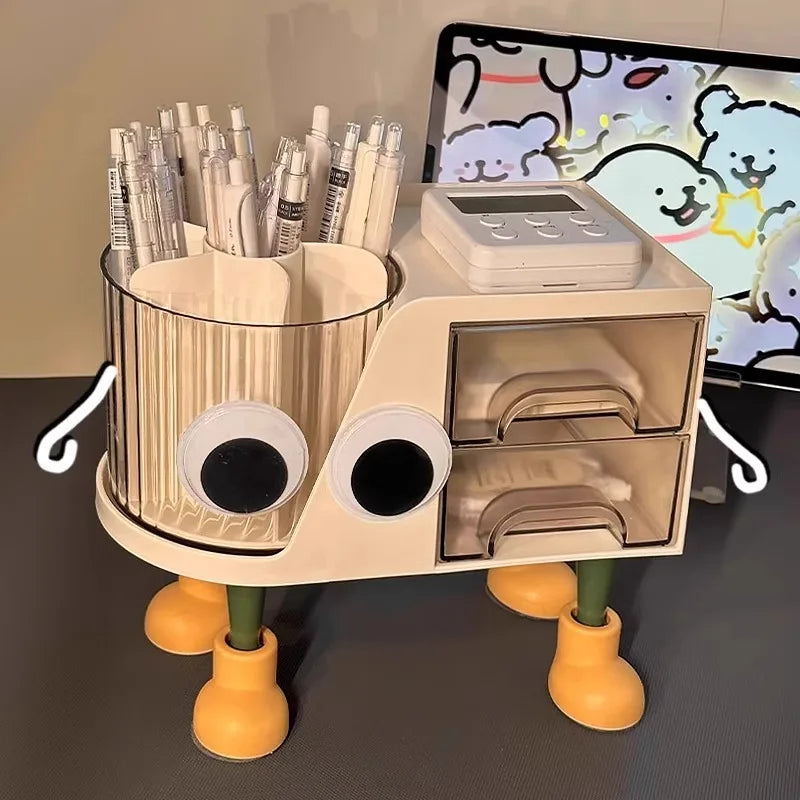 Kawaii Rotating Pen Holder 🌟✨ | Creative Desk Organizer 🎨🖊️ | Adorable Multi-Compartment Storage Box 🏠💕