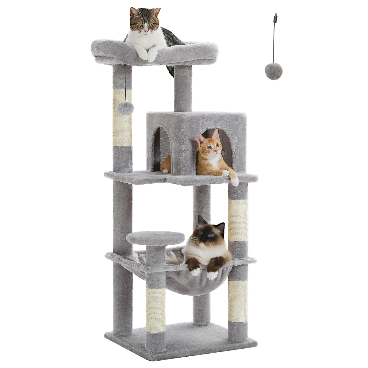 Five Level Cat Tree For Indoor Cats With Metal Frame And Cozy Big Top Perch, Adorable Hammock Condo 😺🐾