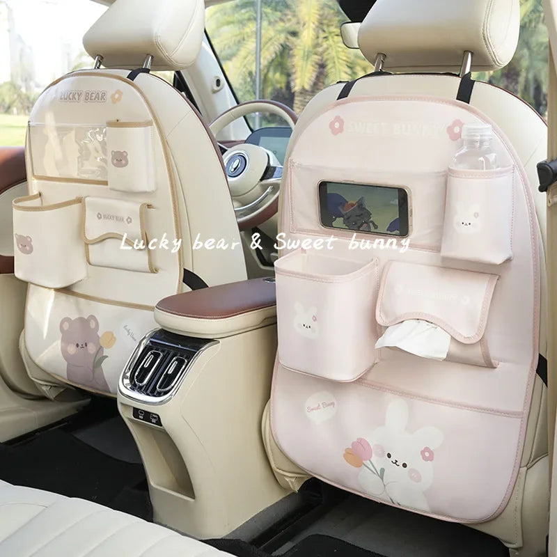 Adorable Kawaii Car Seat Storage Bag 🐻🐰 - Multifunctional Anti-Dirty Backseat Organizer for a Mess-Free Ride! 🚗✨