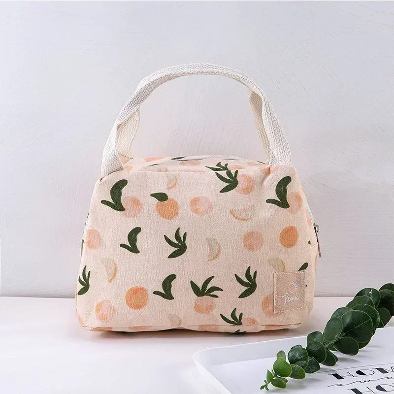 Adorable Kawaii Fruit Lunch Bag 🍓🍉 | Insulated Cotton Bento Pouch for School & Work 🍏💖