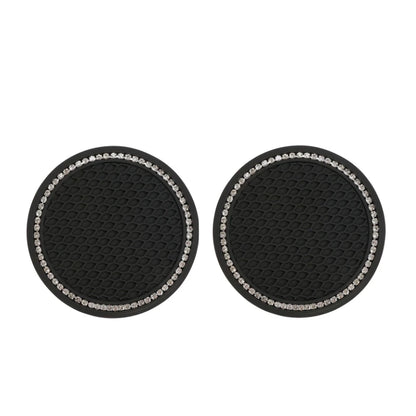 Adorable Blingy Rhinestone Car Cup Holder Coasters ✨💖 | 2pcs Non-Slip Silica Gel Mats for a Cute Automotive Touch!
