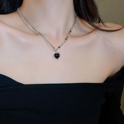 ✨ Kawaii Starry Zircon Pendant Necklace 🌟 | Cute Beaded Chain for Y2K Girls | Trendy Hip Hop Aesthetic Jewelry 🎀 | Perfect Gift for Moms & Besties! 💖