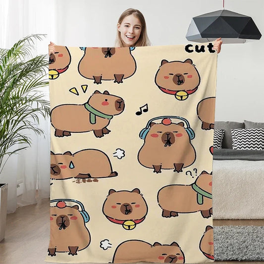 Kawaii Capibara Cuddle Blanket 🐾✨ | King Size Fluffy Fleece for Cozy Winters!